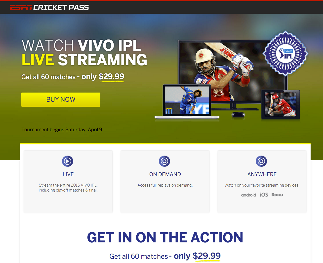 Espn live cheap stream cricket