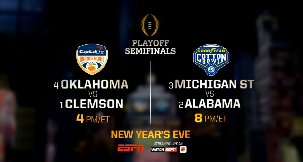 2015-16 College Football Playoff Semifinal pairings announced