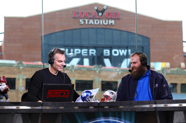 ESPN anchors Stuart Scott, Trent Dilfer and Steve Young, from left