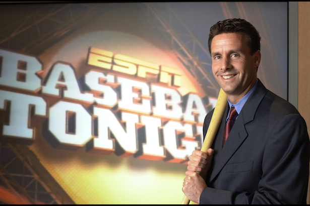 Karl Ravech of ESPN speaks on set the day before Game 1 of the 2015 News  Photo - Getty Images